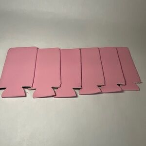 6pc Pink 12oz Can Coolers Blank Beer Insulator Sleeves